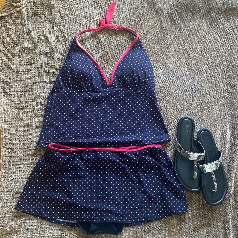 Nautica lightweight navy skirted bottom Tankini set size 12